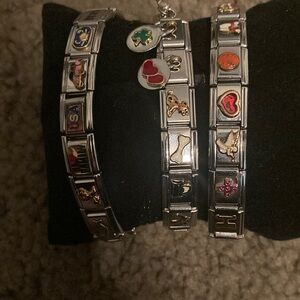 Uberry Charm Bracelet Assorted Charms Double Stainless Steel 3 bracelets